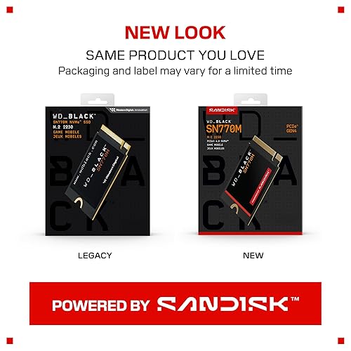 500GB WD_BLACK SN770M M.2 2230 NVMe SSD for Handheld Gaming Devices, Speeds up to 5,150MB/s, TLC 3D NAND, Great for Steam Deck and Microsoft Surface - WDBDNH5000ABK-WRSN
