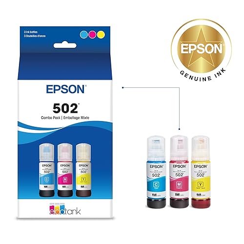 Epson 502 EcoTank Auto-Stop Ink Bottle, Colour Combo Pack (T502520) Color Combo Pack Ink Bottle