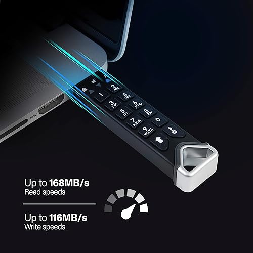 iStorage datAshur PRO2 - Secure Encrypted Flash Drive (8GB), Black (IS-FL-DP2-256-8) Black 8GB