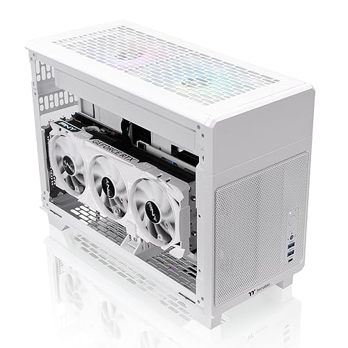 Thermaltake TR100 SFF Chassis; mITX Support; 18.9 Liters; PCIe 4.0 Riser Cable Included; 360mm GPU Clearance; 280mm Radiator Support; Removable PCIe Bracket; Snow; CA-11A-00S6NN-00