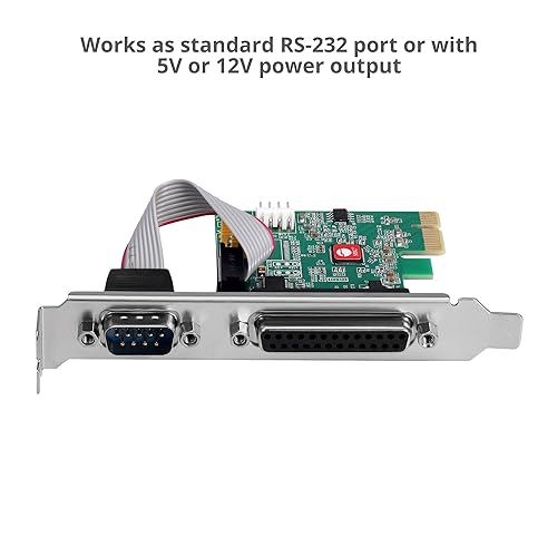 SIIG Single Serial Port/RS-232 and Single Parallel Port PCIe Card Compatible with 16C550 UART (JJ-E20311-S1)
