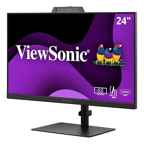 ViewSonic VG2441V 24 Inch 1080p IPS Video Conferencing Monitor with Integrated Windows Hello Certified IR 5MP Webcam, Built-in Microphone, Advanced Ergonomics, USB C, HDMI, and DisplayPort Inputs