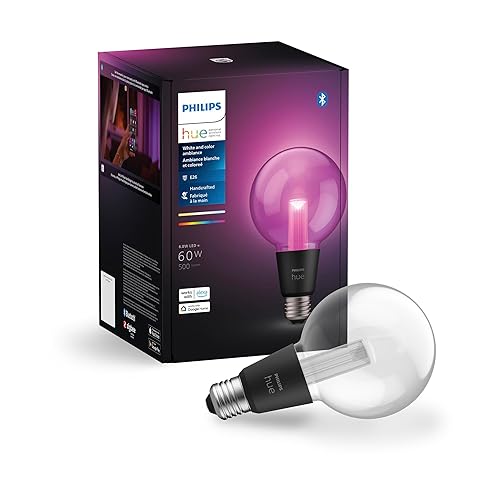 Philips Hue Lightguide G95 Small Globe Smart LED Bulb – Handblown Glass - Color Changing Light - Works with Amazon Alexa, Apple HomeKit and Google Assistant - Bluetooth and Hue Bridge Compatible