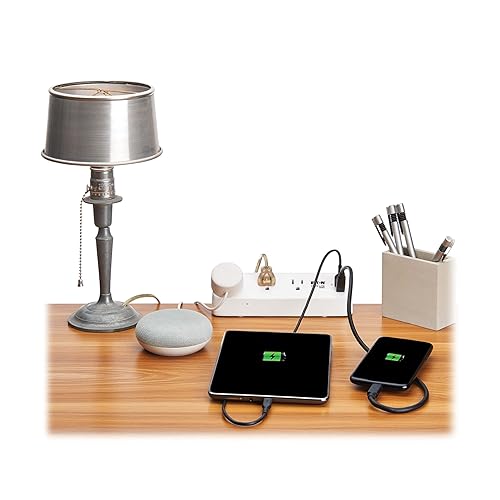 Eaton Tripp Lite Series Desk Clamp Power Strip Surge Protector, 3-Outlets, USB-A & USB-C Charging Ports, 900 Joules, 8ft Braided Flat Extension Cord, Lifetime Manufacturer's Warranty (TLP308U20CLAMP) 3 Outlets White (USB-A + USB-C)