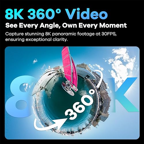 KanDao QooCam 3 Ultra 360 Action Camera, 8K Waterproof Sports Camera with Dual 1/1.7 Sensors, 96MP Photo, HDR, F1.6 Fast Aperture, Built-in GPS, Invisible Selfie Stick, Stabilization, AI Tracking