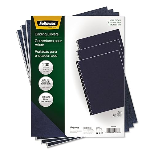 Fellowes Linen Presentation Covers, 11-1/4-Inch x 8-3/4-Inch, Navy, 200-Pack (52113)