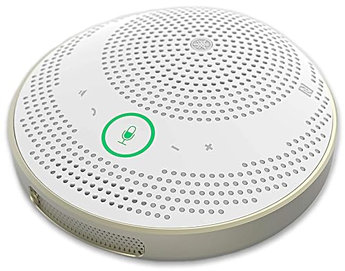 YAMAHA YVC-200 Portable USB & Bluetooth Speakerphone, Hold Meetings Anywhere, Noise Reducing Conference Phone with 10-Hour Rechargeable Battery Life White