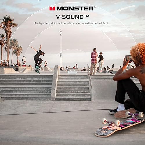 Monster Blaster 3.0 Portable Speaker, 120W Wireless Bluetooth Speaker, IPX5 Rechargeable Waterproof Bluetooth Speaker with USB Charge Out & Aux Input Blaster 3.0 White