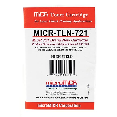microMICR MICR Toner Cartridge - Alternative for Lexmark - Black (MICR-TLN-721)