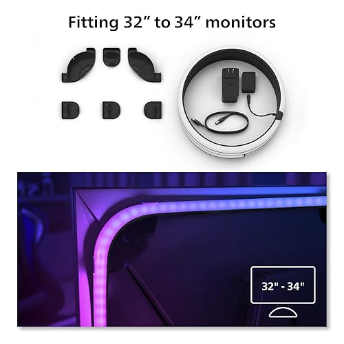 Philips Hue Play Gradient Lightstrip for PC Monitors - White & Color Light (Hue Bridge Required), Compatible with Alexa & Google Assistant – A Certified for Humans Device, 32/34-Inch Base 32/34-Inch