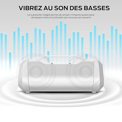 Monster Blaster 3.0 Portable Speaker, 120W Wireless Bluetooth Speaker, IPX5 Rechargeable Waterproof Bluetooth Speaker with USB Charge Out & Aux Input Blaster 3.0 White