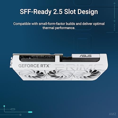 The SFF-Ready ASUS Prime GeForce RTX™ 5070 12GB GDDR7 White OC Edition Graphics Card (PCIe® 5.0, 12GB GDDR7, HDMI®/DP 2.1, 2.5-Slot, Axial-tech Fans, Dual BIOS)