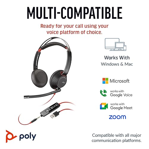 Poly Blackwire 5220 Stereo USB-C Headset + 3.5mm Plug + USB-C/A Adapter (Bulk)
