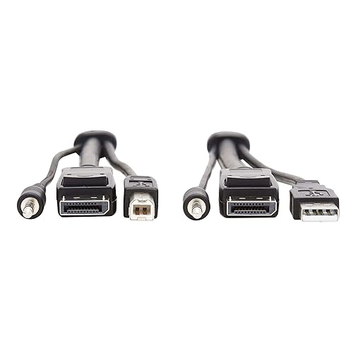 TRIPP LITE P783-006 Tripp Lite DisplayPort KVM Cable Kit, 3 in 1-4K DisplayPort, USB, 3.5 mm Audio (3xM/3xM), 4:4:4, 6 ft., Black,