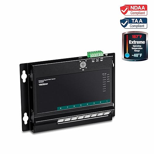 TRENDnet 8-Port Industrial Gigabit Poe+ Wall-Mounted Front Access Switch, 8X Gigabit Poe+ Ports, DIN-Rail Mount, 48 –57V DC Power Input, IP30, 200W Poe Budget, Lifetime Protection, TI-PG80F 8 Port Switch