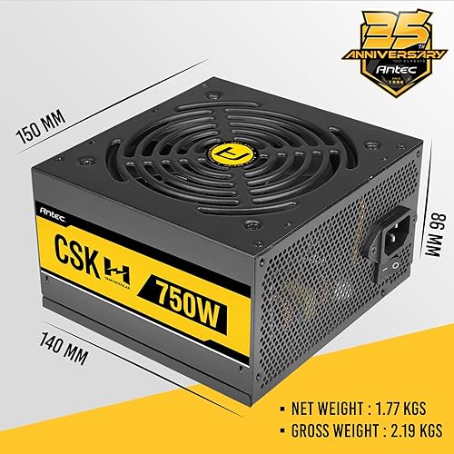 Antec Bronze Power Supply, CSK 750H SEMI-Modular PSU, Continuous Power with 120mm Silent Cooling Fan, ATX 12V 2.31, Bronze Power Supply
