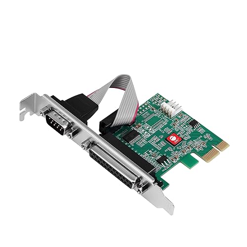 SIIG Single Serial Port/RS-232 and Single Parallel Port PCIe Card Compatible with 16C550 UART (JJ-E20311-S1)