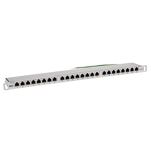 Tripp Lite RJ45 Patch Panel, Cat5e/Cat6 Patch Panel, 24 Port Patch Panel, Shielded, Krone IDC, 0.5U Rack Mount, 568A/B, TAA Compliant (N252-024-HU-SHK) 24 Port 568A/B
