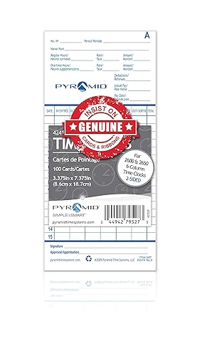 Pyramid 1, 000 Count Time Cards for 2600 and 2650 Time Clocks-French