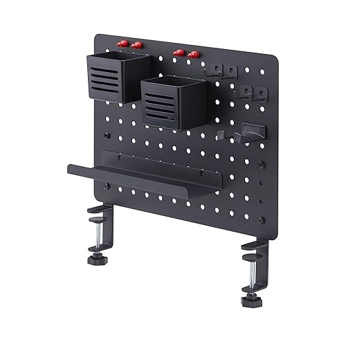 StarTech.com Clamp-On Pegboard with Accessories, 16.5 x 12.5in, Steel Peg Board, Desktop Storage Organizer, Black