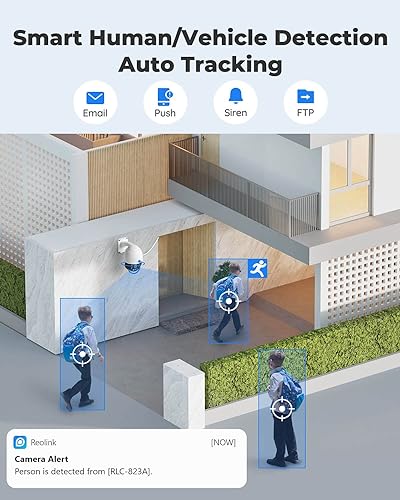 Reolink 4K PTZ PoE Security Camera Outdoor, PoE IP Security Video Surveillance with Spotlights, 360° Pan 90° Tilt, 5X Optical Zoom, Auto Tracking, Color Night Vision, Two Way Audio, RLC-823A