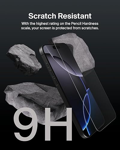 Belkin ScreenForce UltraGlass 2 Treated Screen Protector for iPhone 16 Pro Max - Scratch-Resistant, 9H Hardness Tested Glass w/Slim Design & Easy Align Tray for Bubble-Free Application