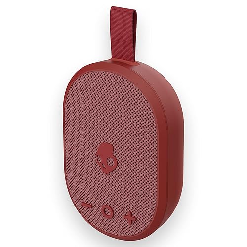 Skullcandy Ounce Wireless Bluetooth Speaker - IPX7 Waterproof Mini Portable Speaker with 16 Hour Battery, Downward Firing Passive Radiator, and Ballistic Nylon Carry Strap Red