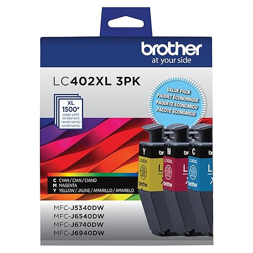 Brother Genuine LC402XL3PKS 3-Pack of High Yield Colour Ink Cartridges