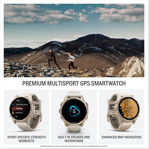 Garmin fenix 8 – 43mm, AMOLED, Sapphire, Premium Multisport GPS Smartwatch, Long-Lasting Battery Life, Dive-Rated, Built-in LED Flashlight, Soft Gold with Dark Sandstone Band