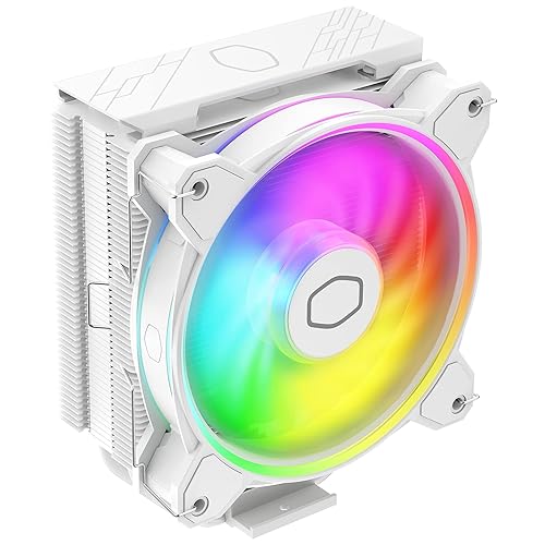 Cooler Master Hyper 212 Halo White CPU Air Cooler, MF120 Halo² Fan, Dual Loop ARGB, Aluminum Top Cover, 4 Copper Heat Pipes, 154mm (H) for AMD Ryzen AM5/AM4, Intel LGA1700/1200 (RR-S4WW-20PA-R1)
