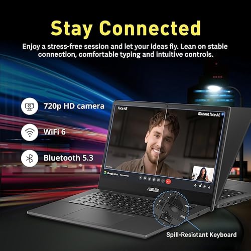 ASUS Chromebook CM1402 Laptop for Students Business, 14 FHD, MediaTek Kompanio 520, 4 GB RAM, 192 GB (64GB eMMC+128GB MSD), WiFi 6,Long-Lasting Battery, Chrome OS, Nonslip Mouse+32GB USB Flash Drive 4 GB RAM | 192 GB SSD