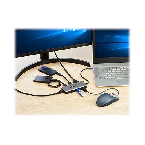 Tripp Lite USB-C Hub Docking Station Adapter with 2 USB-A, 1 USB-C, 1 HDMI, Ethernet Port | USB 3.2 Gen 2, 4K@60Hz HDMI, Gigabit Ethernet, 100W PD Charging Port, 3-Year Warranty (U444-06N-H4GUC3) 2 USB-A / USB-C / USB-C Charging / Ethernet