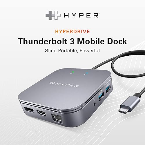 HyperDrive USB-C & Thunderbolt 3 Dual Monitor Dock - 4K60Hz HDMI Thunderbolt Docking Station -7-in-1 Dock - Slim, Portable, Powerful
