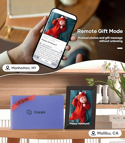 Cozyla Digital Photo Frame WiFi Smart Digital Picture Frame Free Unlimited Storage Share Photo with Family and Friend via App Email Google Photos Instagram Web Browser Photo Frame Electronic 10.1 Inch Black