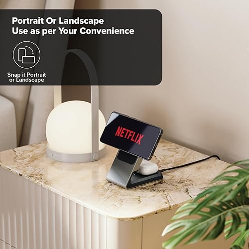 ALOGIC Matrix 2-in-1 Universal Magnetic Charging Dock for iPhone 14 Pro, 14 Plus, 13, 12, Airpods Pro| Wireless Power Bank | Charge on The go | MagSafe | 15W Fast Wireless Charging