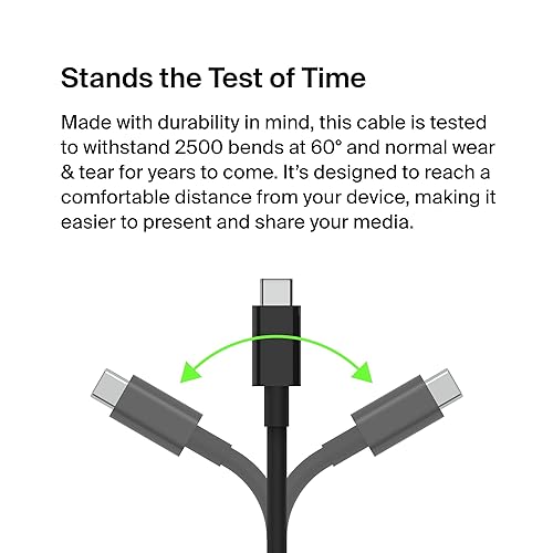 Belkin USB Type C to HDMI 2.1 Cable, 6.6FT/2M Cable with 8K@60Hz, 4K@144Hz, HDR, HBR3, DSC, HDCP 2.2, Works with Chromebook Certified, Compatible with MacBook, iPad Pro and Other USB C Devices