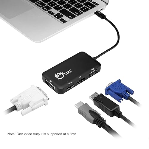 SIIG USB C to 4K HDMI/DisplayPort/VGA/DVI Multiport Adapter - Thunderbolt 3 Compatible - 4 in 1 for DisplayPort Alt Enabled Devices