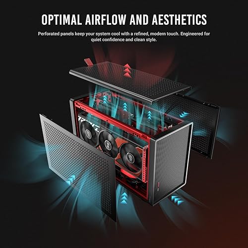 Antec Performance 1 M Black, Fans Not Included, High Airflow Solid Panels, RTX40 Compatible, 2 x 140mm Fans Support, PCIe 4.0 Riser Cable, CNC & Aluminum Crafted, Type-C, Mini ITX Gaming Case