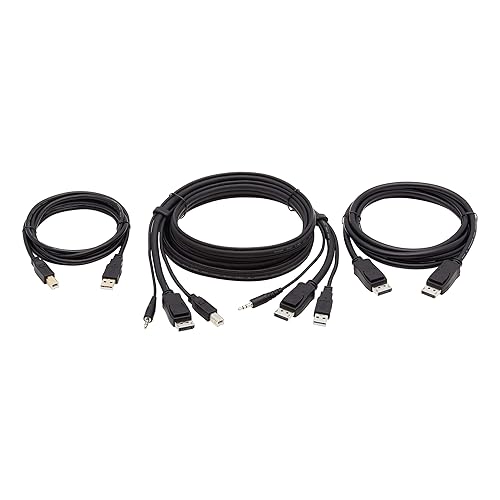 TRIPP LITE P783-006-DPU Tripp Lite DisplayPort KVM Cable Kit - DP, USB, 3.5 mm Audio (3xM/3xM) + USB (M/M) + DP (M/M), 4K, 6 ft., Black,