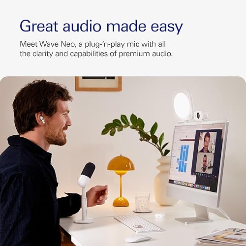 Elgato Wave Neo – USB Condenser Microphone, Tap to Mute, for Gaming, Streaming, Meetings, Voice Recording on Teams/Zoom/OBS/Twitch/YouTube & more, Plug-’n-Play, Works on Laptop, PC, Mac, iPad, iPhone