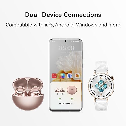 HUAWEI FreeClip, Feather-Light Wearing, Open-Ear Listening, AI Crystal-Clear Call, Long Battery Life, Rose Gold. Buy one and get a Free Huawei Band 9 Pink, While Supplies Last. FreeClip Rose Gold