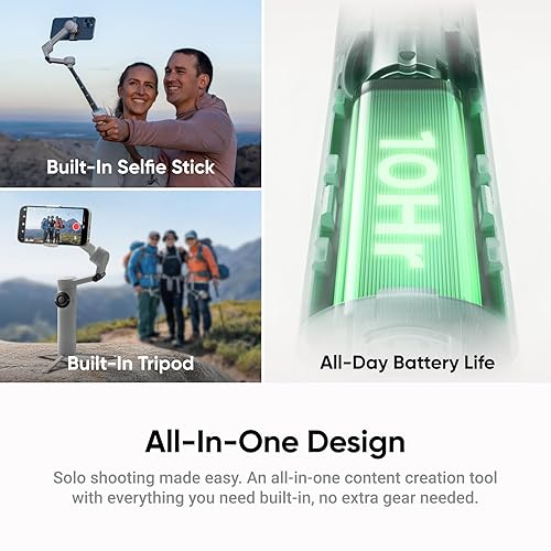 Insta360 Flow 2 Grey Gimbal Stabilizer for Smartphone - Foldable AI Phone Gimbal, AI & Multi-Person Tracking, Built-in Tripod/Selfie Stick, Remote control, iPhone/Android Phone Stabilizer, Travel&Vlog Stone Gray