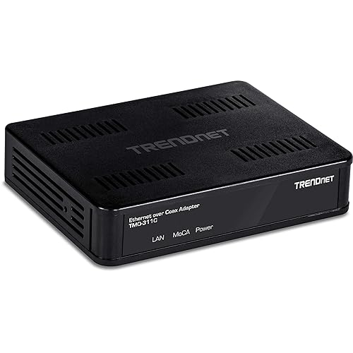 TRENDnet Ethernet Over Coax Adapter, Backward Compatible with MoCA 2.0, Gigabit LAN Port, Supports Net Throughput Up to 1Gbps, Supports Up to 16 Nodes On One Network, Black, TMO-311C Single Adapter MoCA 2.0