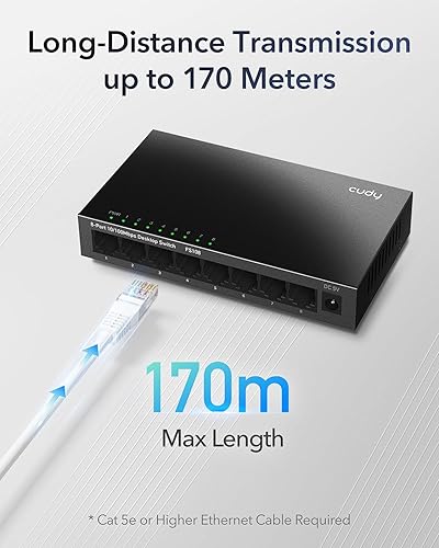 Cudy GS108 8-Port Gigabit Ethernet Unmanaged Switch - Desktop, Fanless, Plug and Play, for Home and Office, Metal case