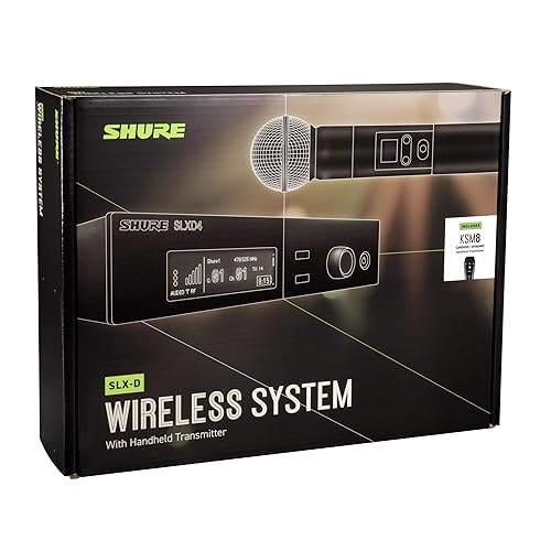 Shure SLXD24/K8B Wireless Microphone System with KSM8 Handheld Vocal Mic J52 Band (558-602/614-616 MHz)