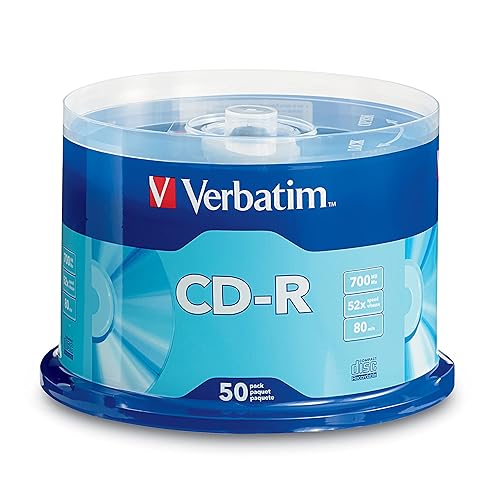 Verbatim CD-R Recordable Disc, 700 MB/80min, 52x, Spindle, Silver
