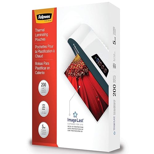 Fellowes 5245301 Thermal Laminating Pouches, ImageLast, Jam Free, Letter Size, 5 Mil, 200 Pack