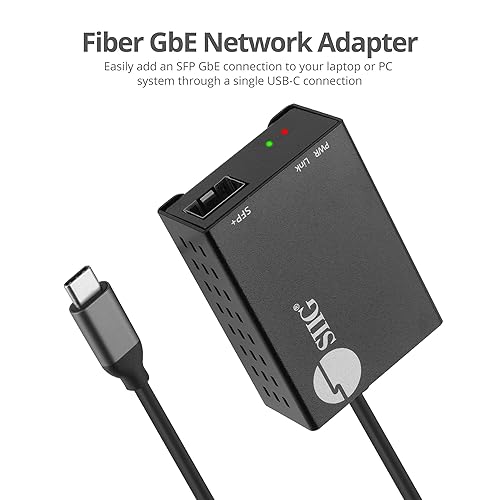 SIIG USB-C to SFP Fiber Gigabit Ethernet Adapter, 1 Gbps, Power Saving Mode IEEE 802.3az, Secure Network Connectivity, Heat Dissipation, Windows and Mac - TAA Compliant (JU-NE0D11-S1)