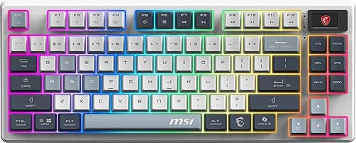 MSI Forge GK600 TKL W Sky US 2.4GHz Wireless, Bluetooth RGB Lighting Gaming Keyboard with 1.06-inch Display, 4000mAh