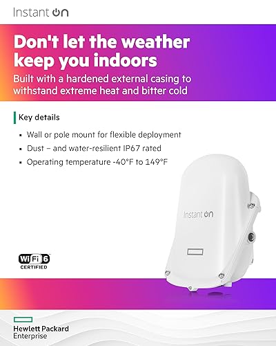 HPE Networking Instant On Access Point AP27 2x2 WiFi 6 Outdoor Wireless Access Point | Power Source Not Included | US Model (S1T36A)